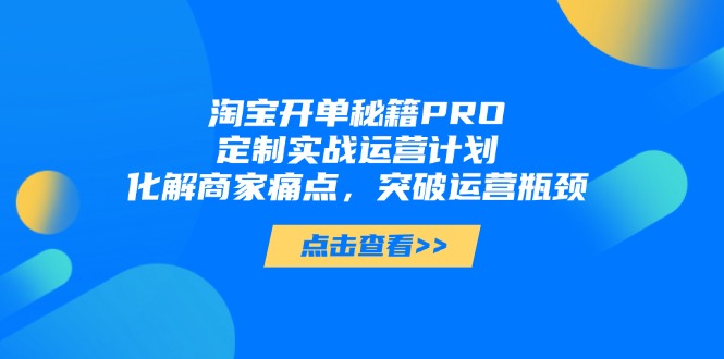 淘宝开单秘籍PRO，定制实战运营计划，化解商家痛点，突破运营瓶颈-独家科技资源网