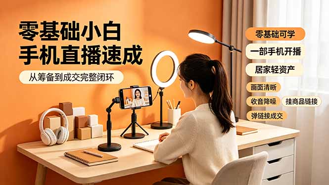 零基础小白手机直播速成,从筹备到成交完整闭环,适配苹果安卓系统,解决杂音卡顿留人难问题-独家科技资源网