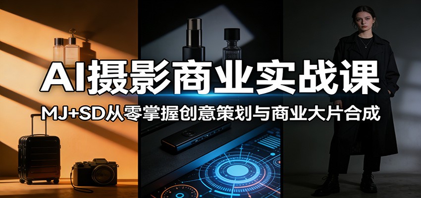 AI摄影商业实战课：MJ+SD从零掌握创意策划与商业大片合成-独家科技资源网