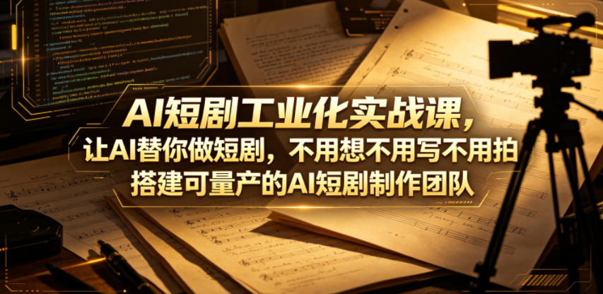 AI短剧工业化实战课，让AI替你做短剧，不用想不用写不用拍，搭建可量产的AI短剧制作团队-独家科技资源网
