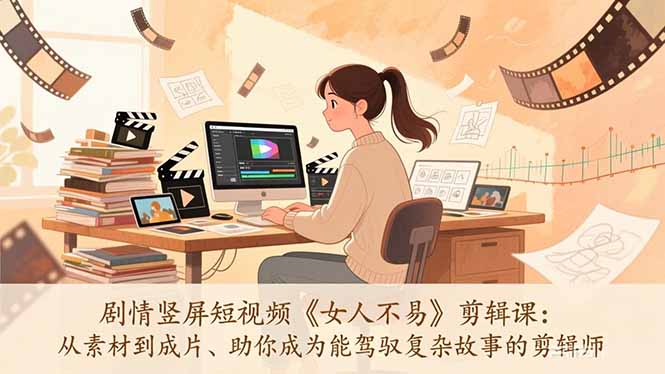 剧情竖屏短视频《女人不易》剪辑课：从素材到成片、助你成为能驾驭复杂故事的剪辑师-独家科技资源网