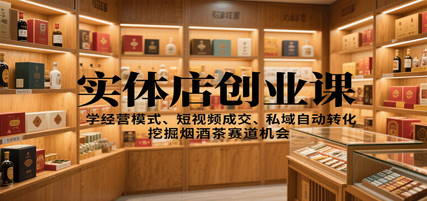 实体店创业课：学经营模式、短视频成交、私域自动转化，挖掘烟酒茶赛道机会-独家科技资源网