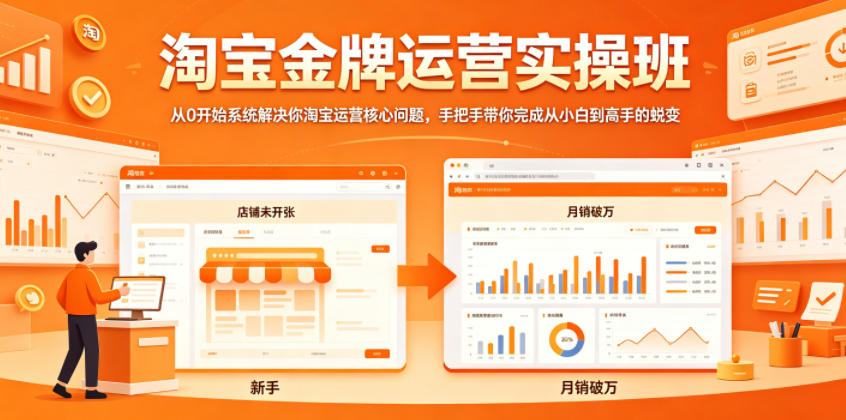 淘宝金牌运营实操班,从0开始系统解决你淘宝运营核心问题,手把手带你完成从小白到高手的蜕变-独家科技资源网