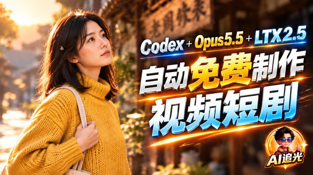 【无水印】Codex出图+免费LTX-2.5生成视频，Claude Opus 5.5全自动剪出1分钟情感短剧《停了的表》-独家科技资源网