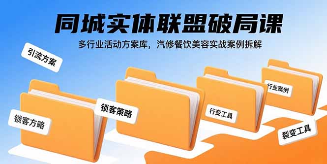 同城实体联盟破局课，多行业活动方案库，汽修餐饮美容实战案例拆解-独家科技资源网