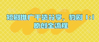 短剧推广干货分享，豹剧 1:1原创全流程-独家科技资源网