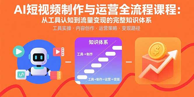 AI短视频制作与运营全流程课程：从工具认知到流量变现的完整知识体系-独家科技资源网