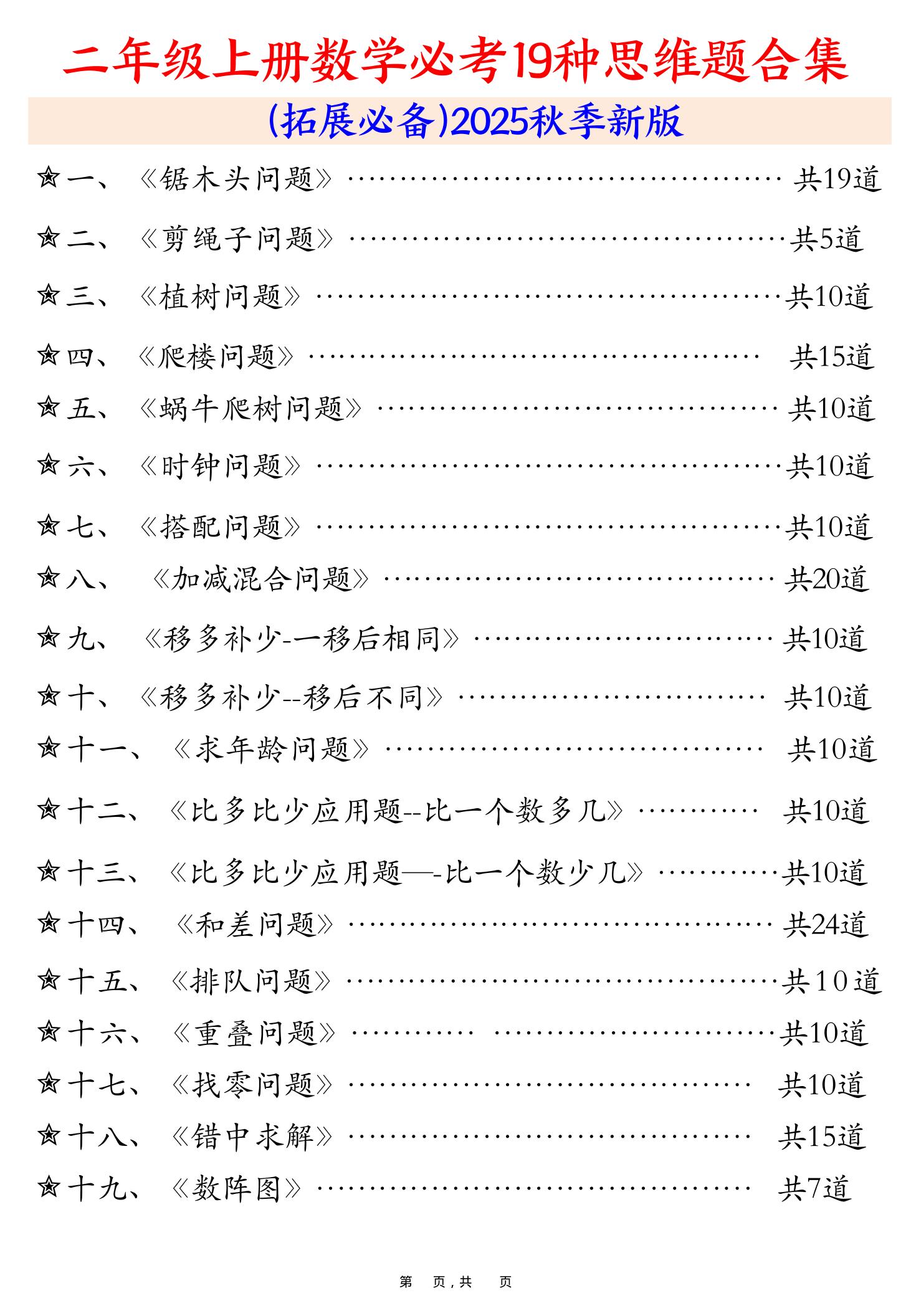二上数学必考19种类型思维应用题训练合集225道（48页）-独家科技资源网