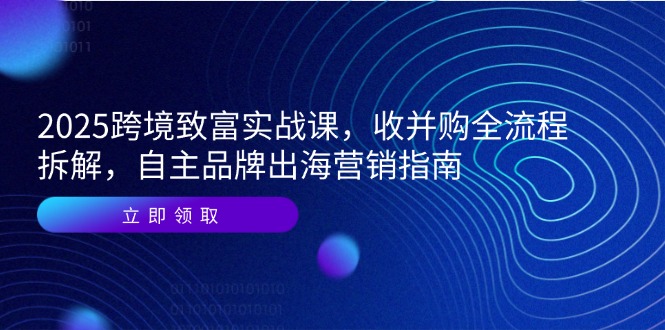 2025跨境致富实战课，收并购全流程拆解，自主品牌出海营销指南-独家科技资源网