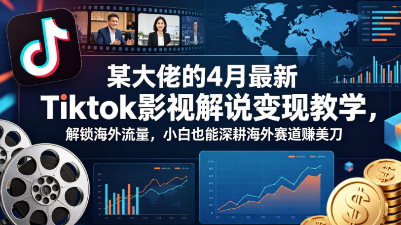 某大佬的4月最新Tiktok影视解说变现教学，解锁海外流量，小白也能深耕海外赛道賺美刀-独家科技资源网
