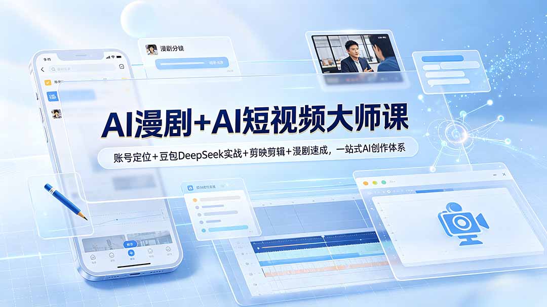 AI漫剧+AI短视频大师课：账号定位+豆包DeepSeek实战+剪映剪辑+漫剧速成，一站式AI创作体系-独家科技资源网
