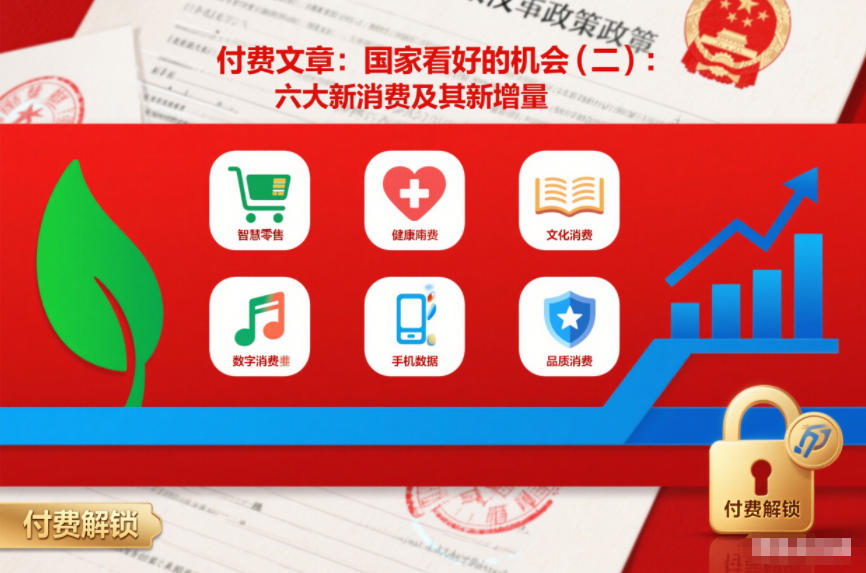 付费文章：国家看好的机会(二)：六大新消费及其新增量-独家科技资源网