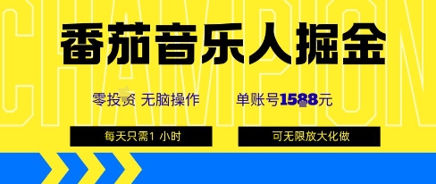 番茄音乐人掘金，单账号最高可撸1k+，可无限矩阵去做，零投入-独家科技资源网