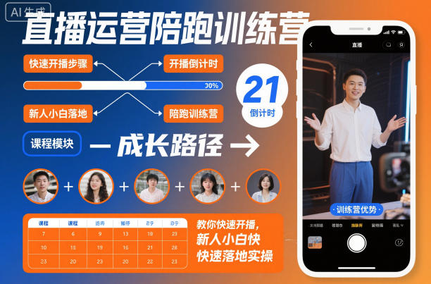 直播运营陪跑训练营,教你快速开播,新人小白快速落地实操-独家科技资源网