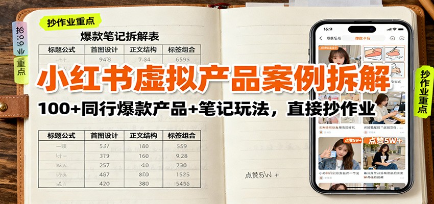 小红书虚拟产品案例拆解：100+同行爆款产品+笔记玩法，直接抄作业-独家科技资源网