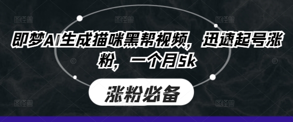 即梦AI生成猫咪黑帮视频，迅速起号涨粉，一个月5k-独家科技资源网
