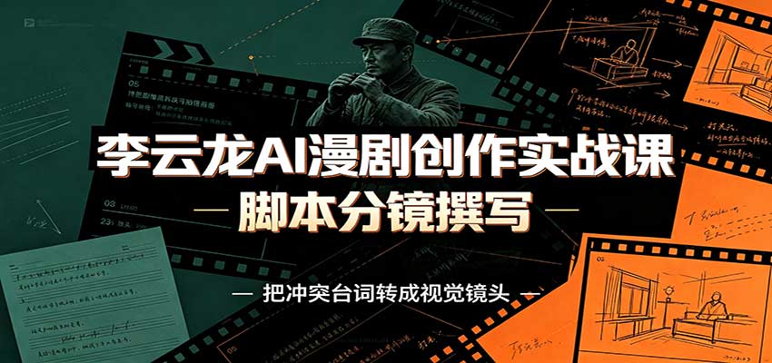 李云龙AI漫剧创作实战课：角色人设还原，脚本分镜撰写，AI漫剧成片完整制作教学-独家科技资源网