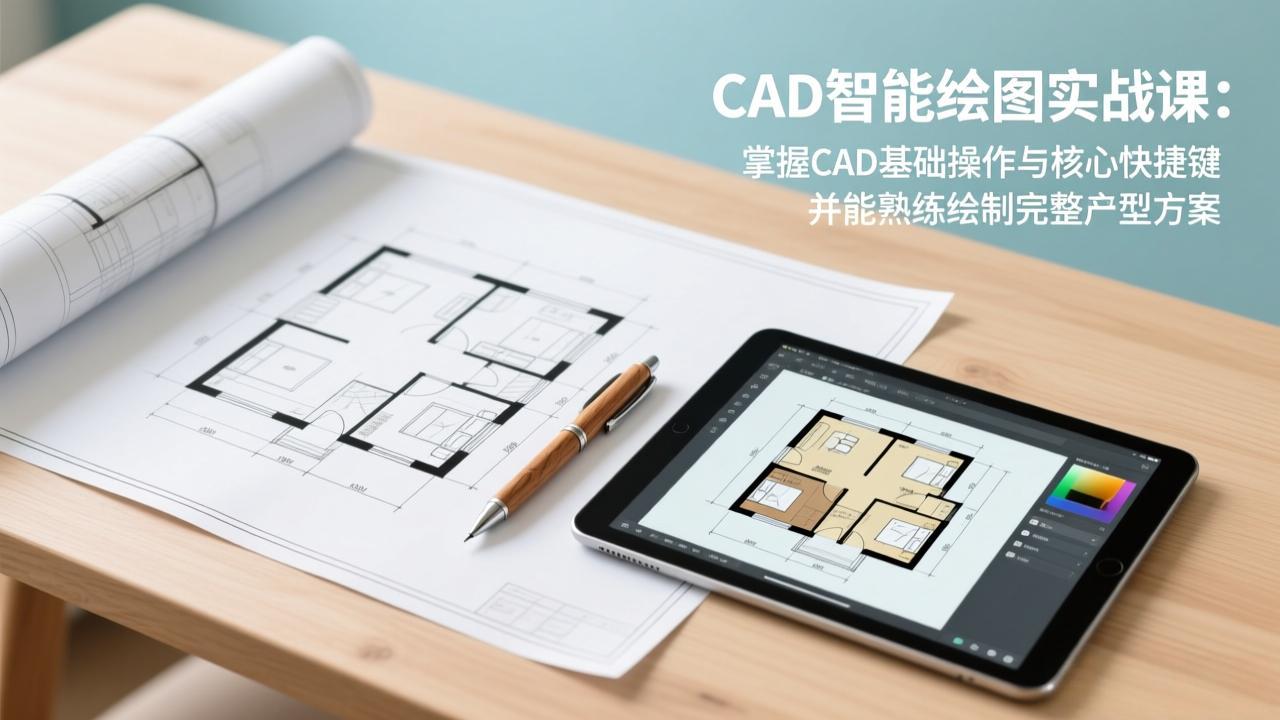 CAD智能绘图实战课：掌握CAD基础操作与核心快捷键，并能熟练绘制完整户型方案-独家科技资源网