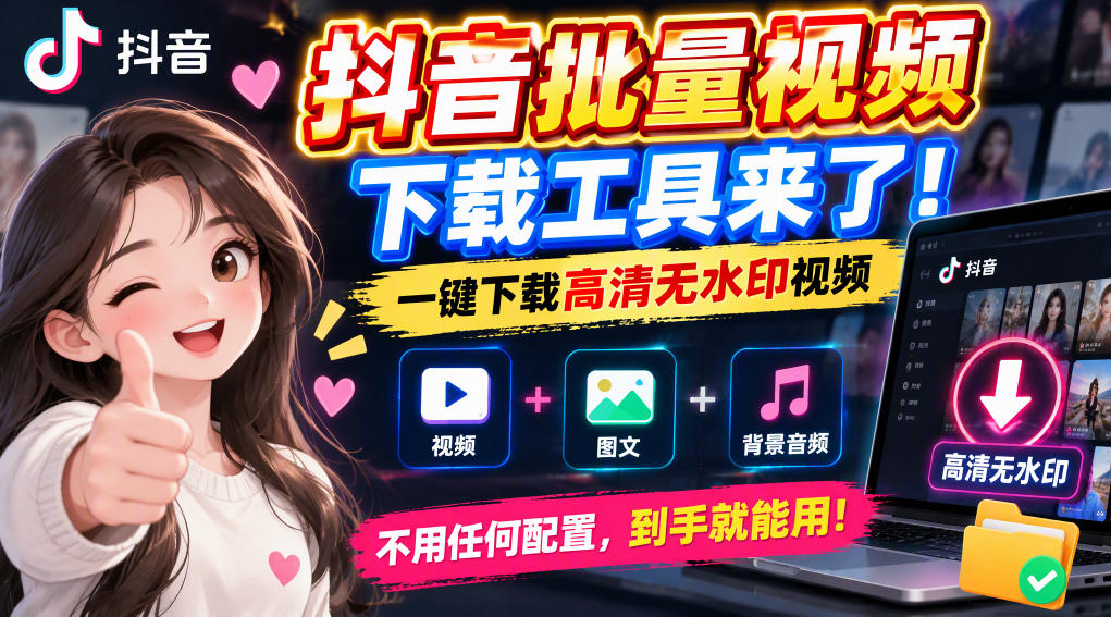 抖音批量视频下载工具,一键下载高清无水印视频,到手就能用-独家科技资源网