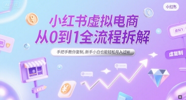 小红书虚拟电商从0到1全流程拆解，手把手教你复制，新手小白也能轻松月入过W-独家科技资源网