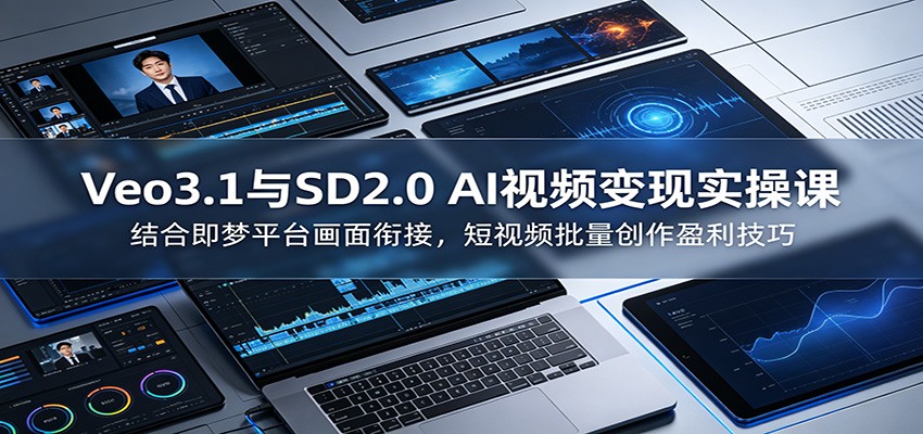 Veo3.1与SD2.0 AI视频变现实操课课:结合即梦平台画面衔接,短视频批量创作盈利技巧-独家科技资源网