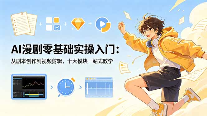 AI漫剧零基础实操入门:从剧本创作到视频剪辑,十大模块一站式教学-独家科技资源网