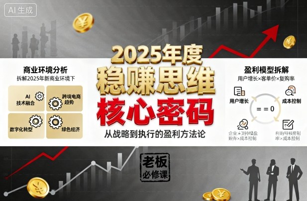 2025年度稳賺思维老板创业营，拆解2025年新商业环境下，企业实现持续盈利的核心密码-独家科技资源网