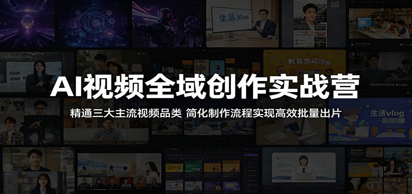 AI视频全域创作实战营：精通三大主流视频品类，简化制作流程实现高效批量出片-独家科技资源网