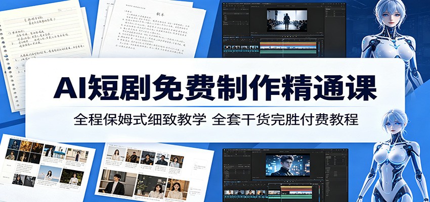 AI短剧免费制作精通课：全程保姆式细致教学，全套干货完胜付费教程-独家科技资源网