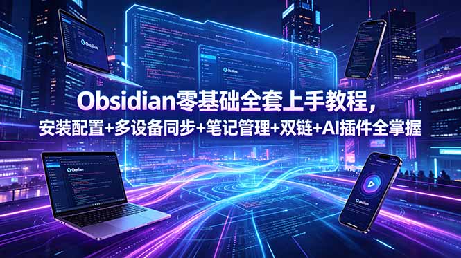 Obsidian零基础全套上手教程，安装配置+多设备同步+笔记管理+双链+AI插件全掌握-独家科技资源网