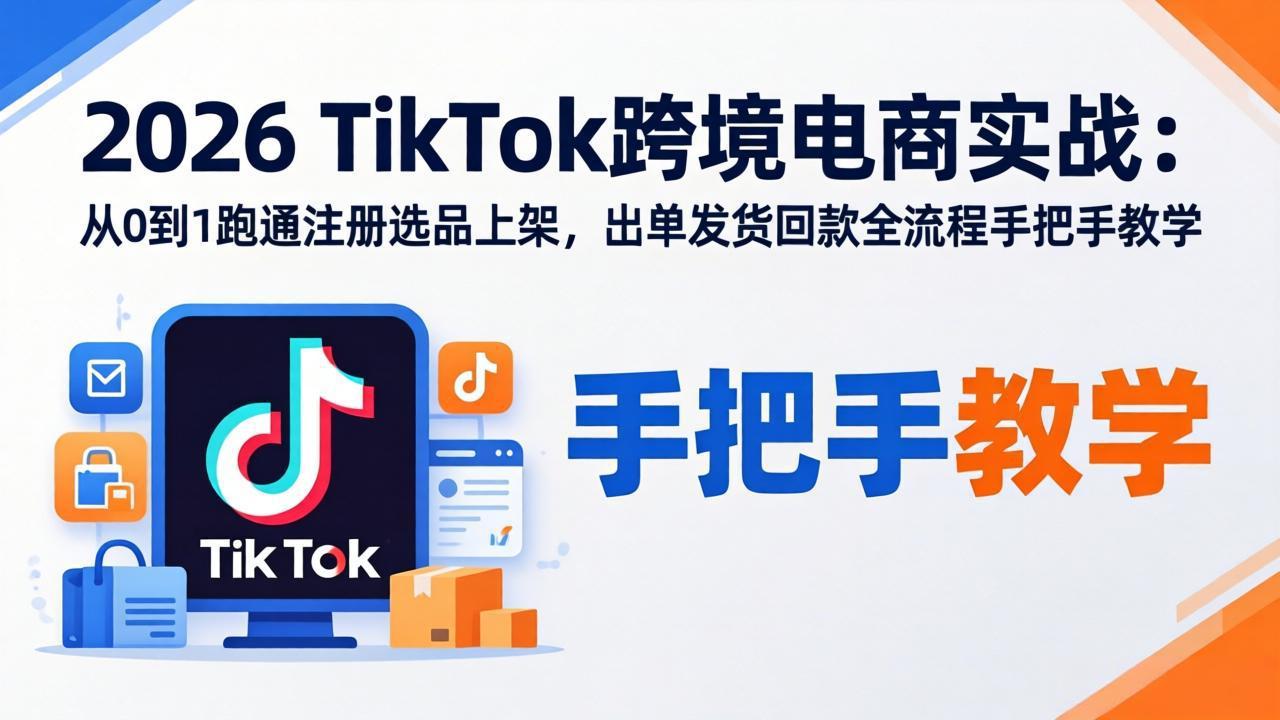 2026TikTok跨境电商实战：从0到1跑通注册选品上架，出单发货回款全流程手把手教学-独家科技资源网