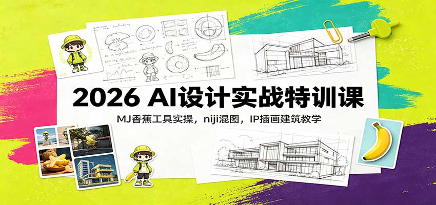 2026 AI设计实战特训课：MJ香蕉工具实操，niji混图，IP插画建筑教学-独家科技资源网