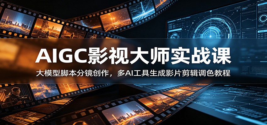 AIGC影视大师实战课:大模型脚本分镜创作,多AI工具生成影片剪辑调色教程-独家科技资源网