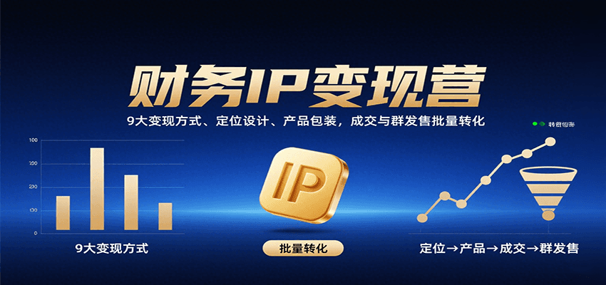 财务IP变现营：9大变现方式、定位设计、产品包装，成交与群发售批量转化-独家科技资源网