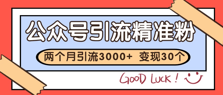 公众号精准粉引流玩法 2个月3000+精准粉 变现30万+-独家科技资源网