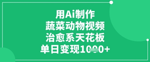 用Ai制作蔬菜动物视频，治愈系天花板，单日变现1k-独家科技资源网