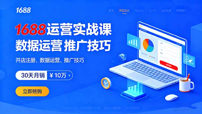 1688运营实战课：开店注册、数据运营、推广技巧，30天月销破10万+-独家科技资源网