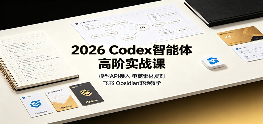2026 Codex智能体高阶实战课：模型API接入，电商素材复刻，飞书Obsidian落地教学-独家科技资源网