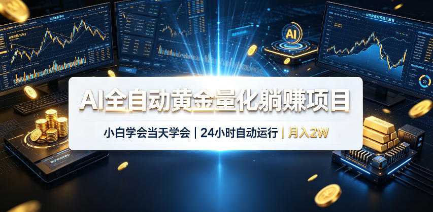 AI全自动黄金量化躺賺项目,24小时自动运行,月入2W!-独家科技资源网