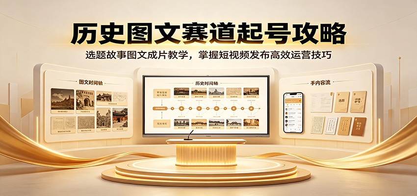 历史图文赛道起号攻略：选题故事图文成片教学，掌握短视频发布高效运营技巧-独家科技资源网