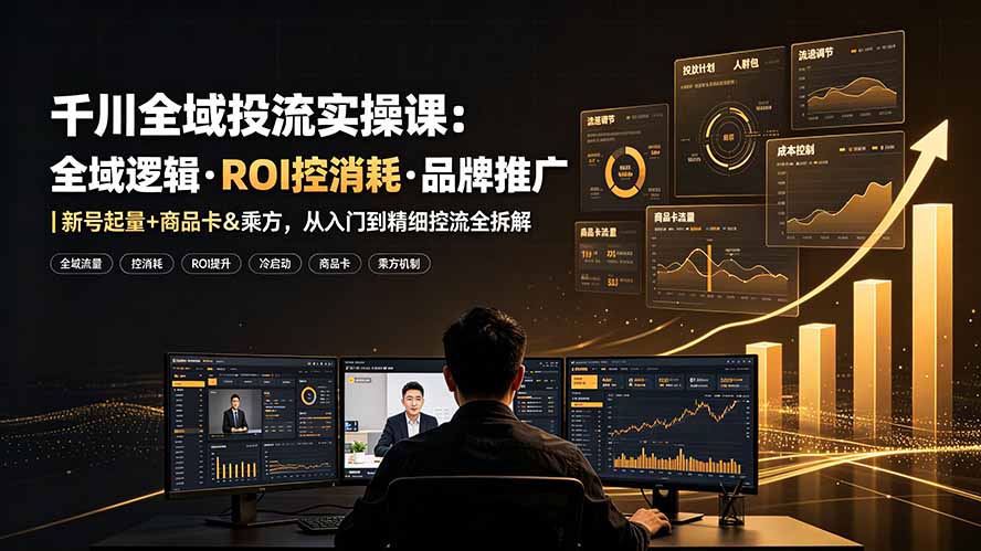 千川全域投流实操课：全域逻辑·ROI控消耗·品牌推广｜新号起量+商品卡&乘方，从入门到精细控流全拆解-独家科技资源网