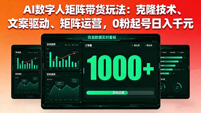 AI数字人矩阵带货玩法：克隆技术、文案驱动、矩阵运营，0粉起号日入千元-独家科技资源网