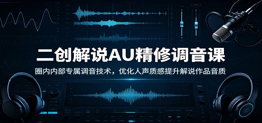 二创解说AU精修调音课：圈内内部专属调音技术，优化人声质感提升解说作品音质-独家科技资源网