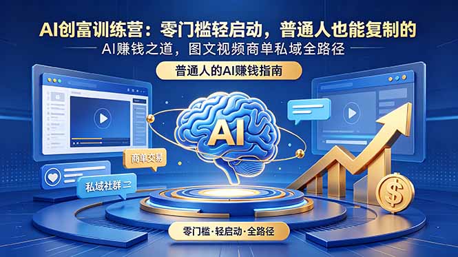 AI创富训练营:零门槛轻启动,普通人也能复制的AI赚钱之道,图文视频商单私域全路径-独家科技资源网