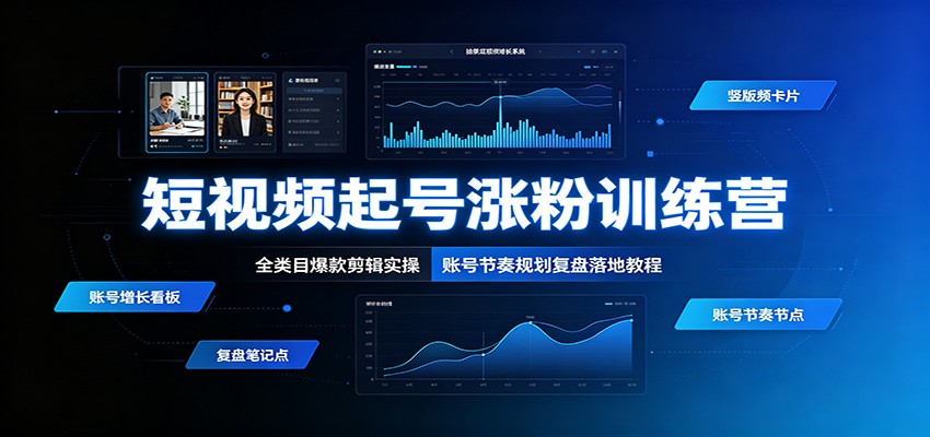 短视频起号涨粉训练营：全类目爆款剪辑实操，账号节奏规划复盘落地教程-独家科技资源网