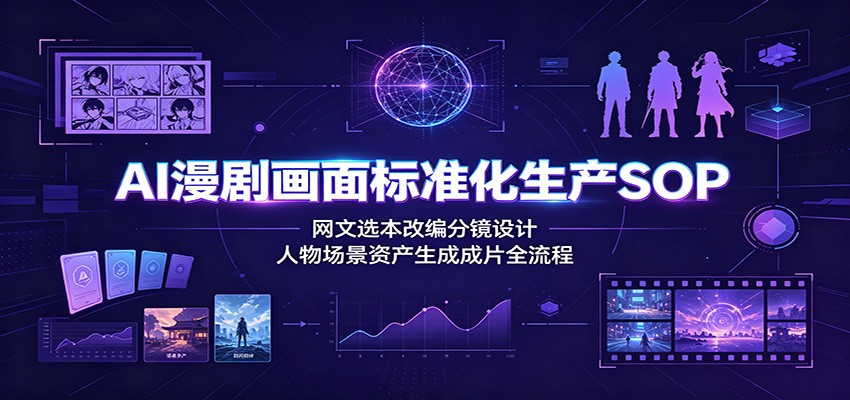AI漫剧画面标准化生产SOP：网文选本改编分镜设计，人物场景资产生成成片全流程-独家科技资源网
