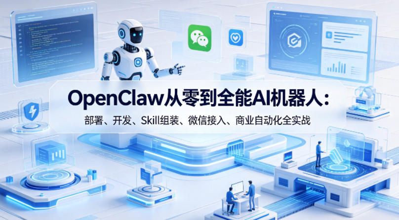 OpenClaw从零到全能AI机器人：部署、开发、Skill组装、微信接入、商业自动化全实战-独家科技资源网