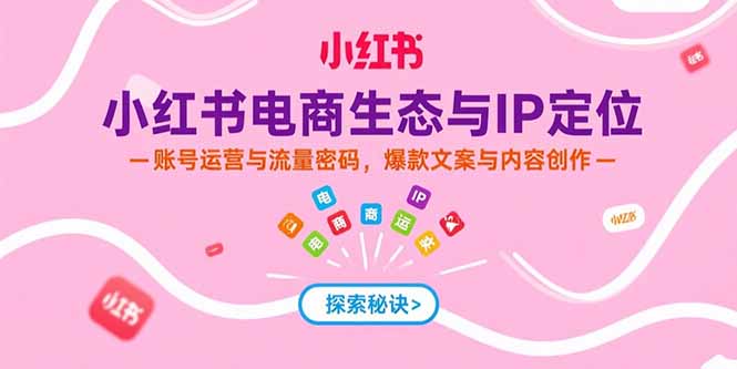 小红书电商生态与IP定位，账号运营与流量密码，爆款文案与内容创作-独家科技资源网