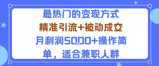 小众赛道玩法：当下最热门的变现方式，精准引流+被动成交月利润5k+操作简单，适合兼职人群-独家科技资源网