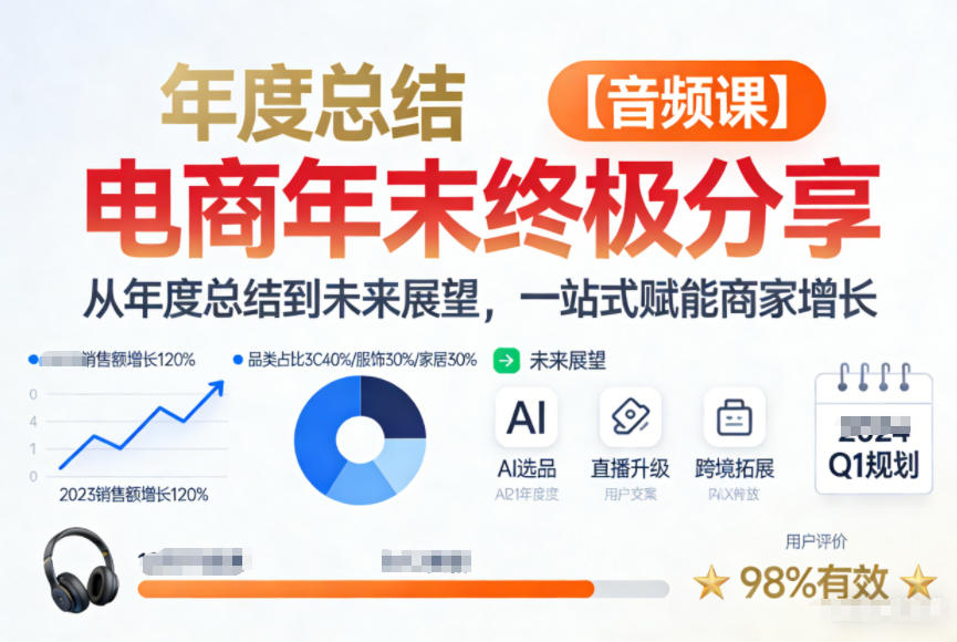电商年未终极分享，从年度总结到未来展望，一站式赋能商家增长【音频课】-独家科技资源网